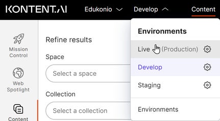 Switching between environments
