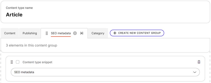 SEO metadata snippet used in a content type