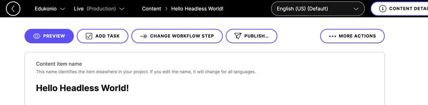 Location of the Preview button in a content item.