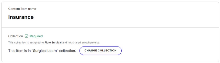 Change content item's collection