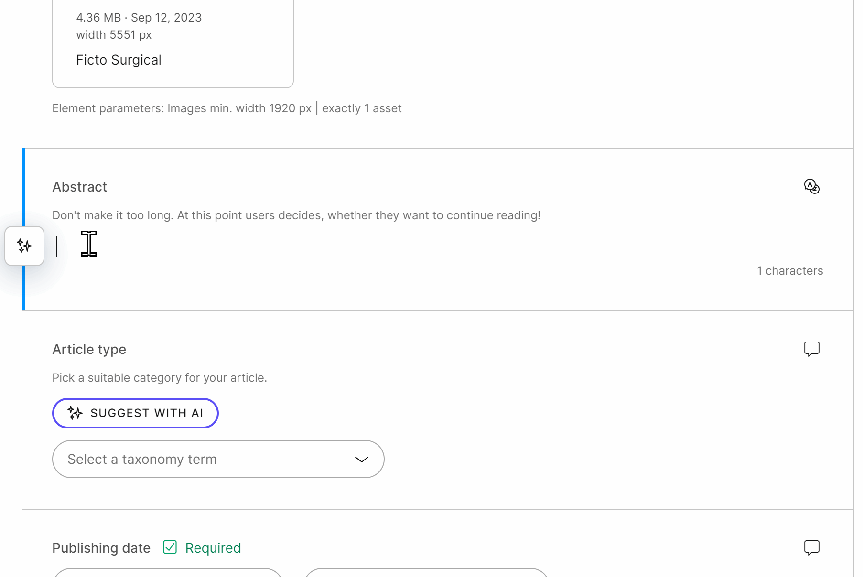 Authoring content with AI
