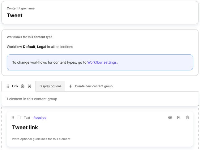Content type defining a Tweet