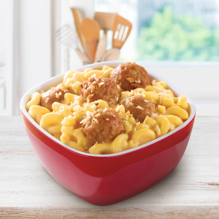 Cheesy Mac & Meatballs