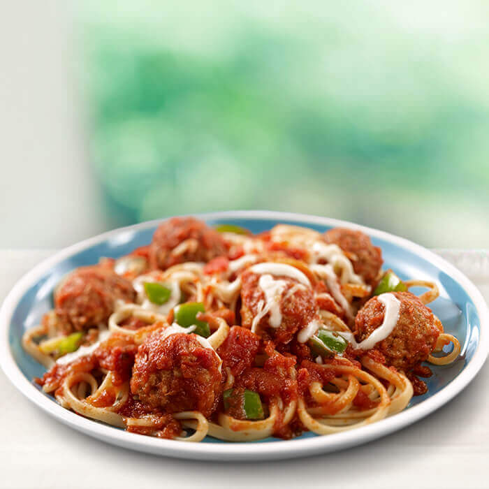 Linguini with Italian Meatballs & Peppers