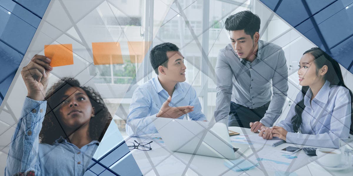 2 men and 2 woman having a meeting