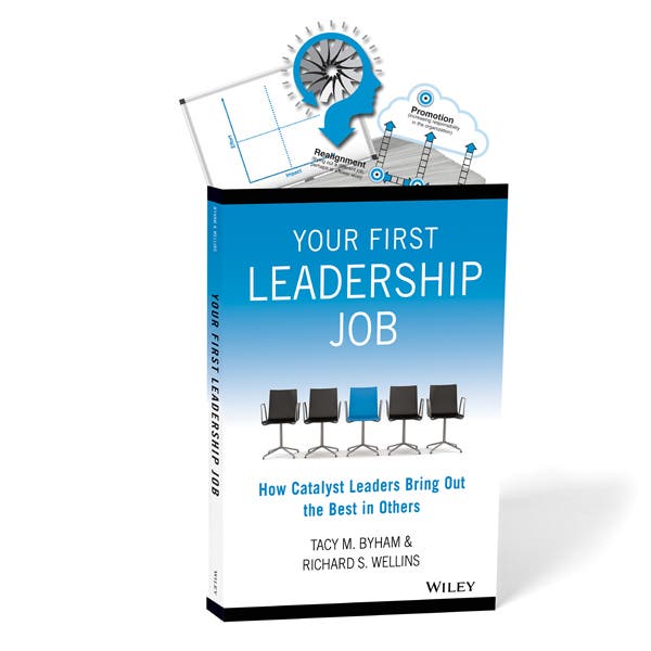 the "Your First Leadership Job" book with the cover shown prominently with several important tools and ideas from the book coming out of the top of the book?auto=format&q=75