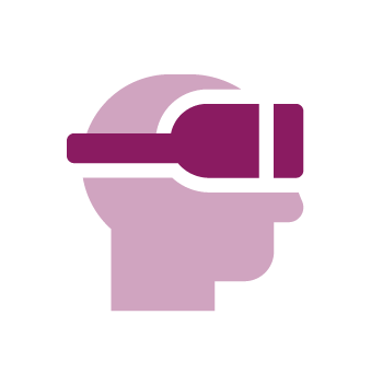 a purple head icon with a VR headset on 