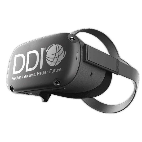 Virtual reality headset with DDI logo on the front