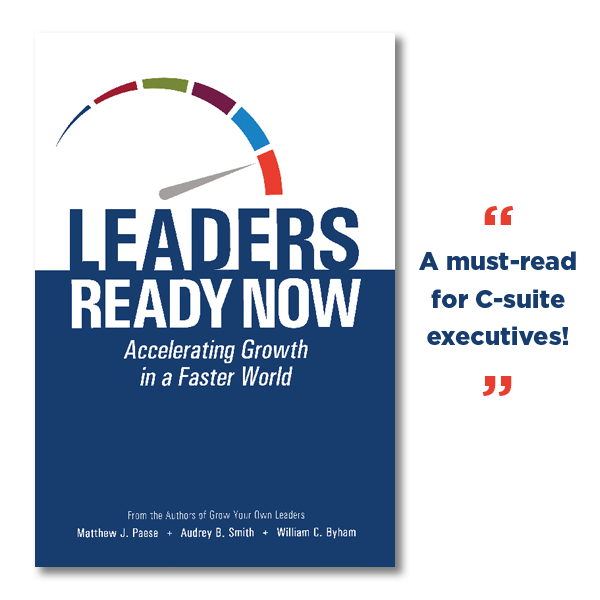 Cover of the book "Leaders Ready Now: Accelerating Growth in a Faster World" with the quote next to it "A must-read for C-suite executives!"?auto=format&q=75