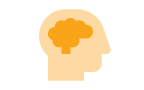 Das Symbol des Kopfes einer Person mit einem Gehirn stellt kognitive Bewertungen dar