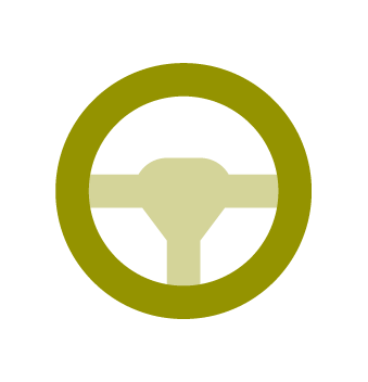 a green steering wheel icon