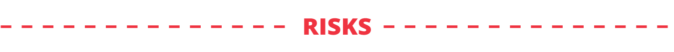 the word RISKS surrounded by a red dashed line