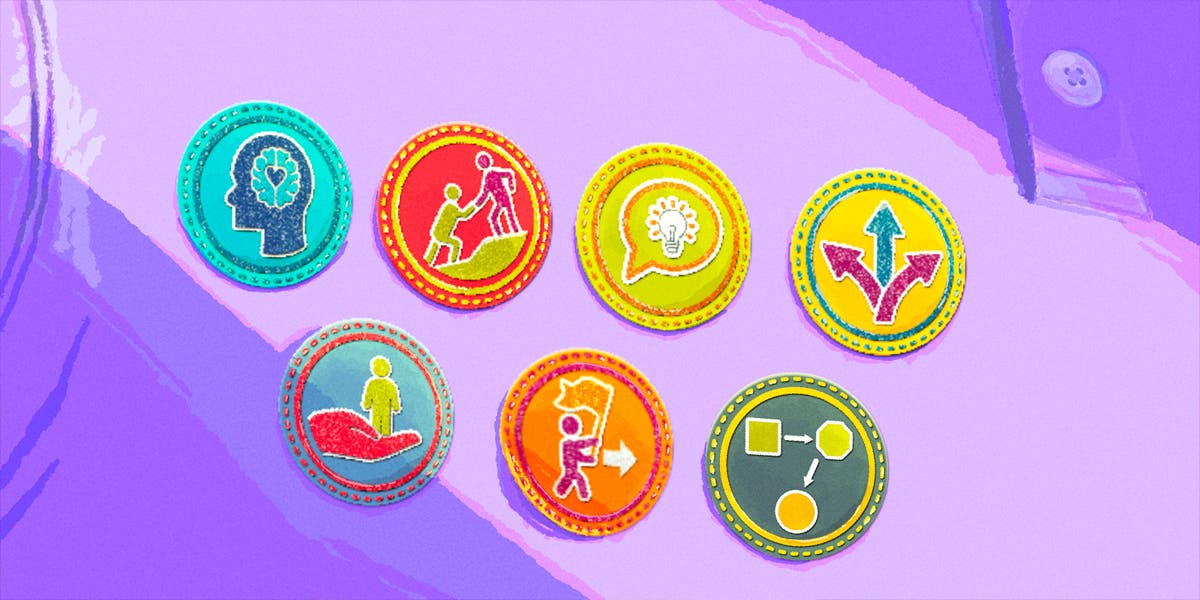 badges to represent core leadership skills 