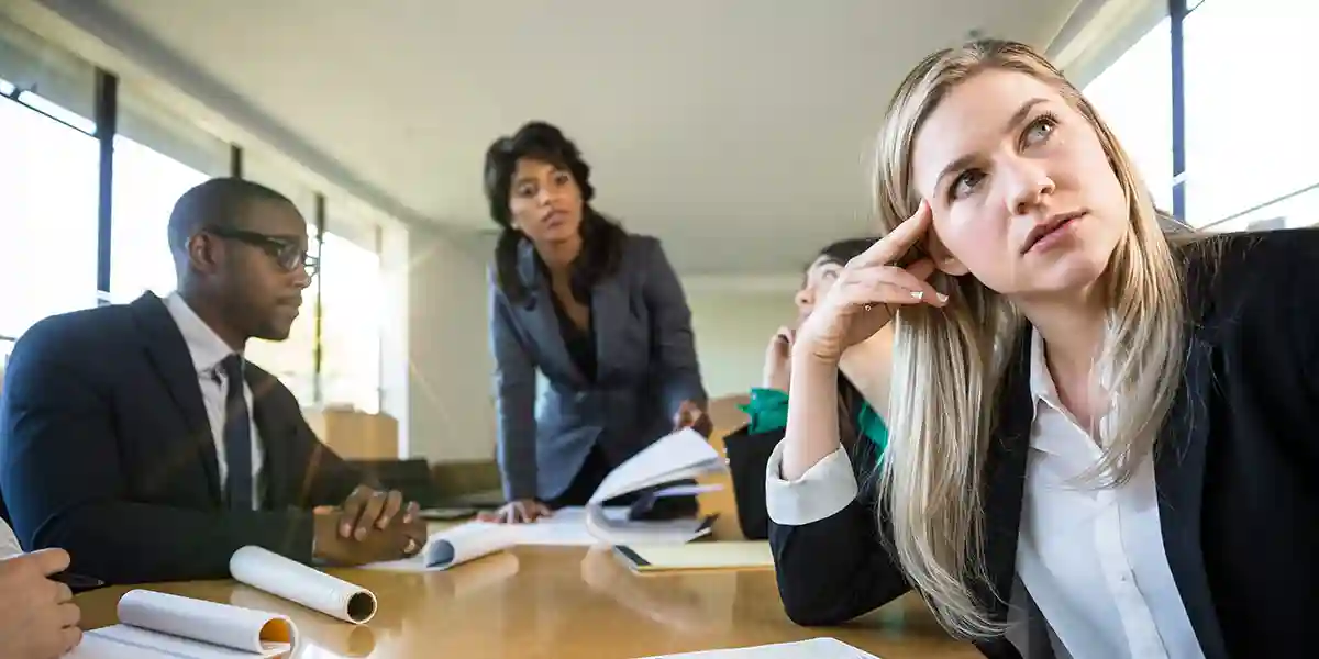 A  woman leader disengaged, as she tries to work with her team