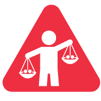 one concern of AI-based leadership assessments is bias, depicted by this figure balancing weights on either side of them 