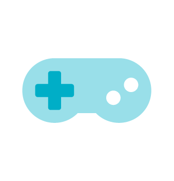 a light blue video game controller icon