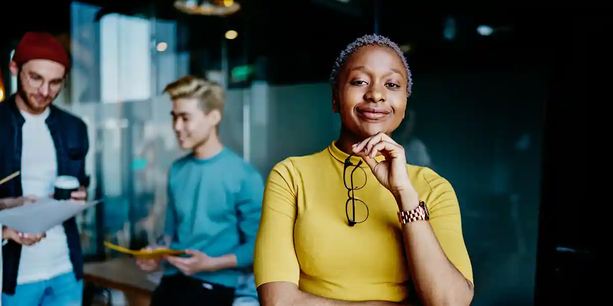 Woman exhibiting leadership skills