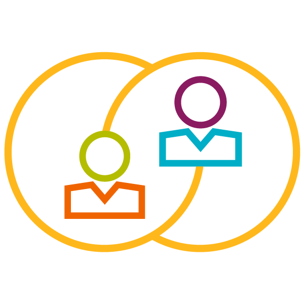 illustration of two icons, each with different colored heads and different colored bodies, in two rings intertwined to show DDI's commitment to inclusion and diversity?auto=format&q=75