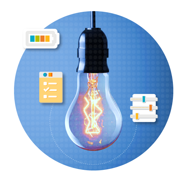 light bulb on that is surrounded by icons to showcase assessment data - a checklist icon with list items checked off and a bar chart with various data points shown at different intervals?fm=webp&q=15