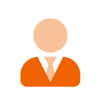 an orange person icon wearing a suit