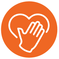 icon of a hand over a heart to show that giving honest feedback is one of the leadership skills needed when learning how to create an inclusive environment