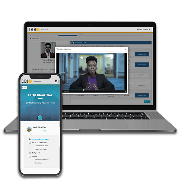 DDI Early Identifier leadership potential assessment shown on a laptop and mobile phone?auto=format&q=75
