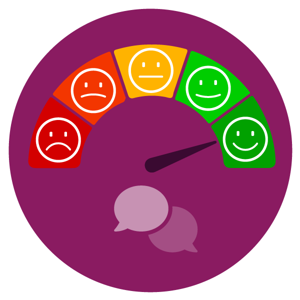 illustration of a dashboard with various faces (to the left of the dashboard is a sad face, and then the faces get increasingly happier as the dashboard moves to the right), as this section of the blog is about ways to make feedback more meaningful 