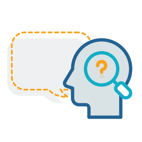 icon of a head with a magnifying glass inside it with a question mark inside of that, and a conversation bubble coming out of the head to show that behavioral interviewing can help you evaluate candidates for motivational fit?fm=webp&q=15