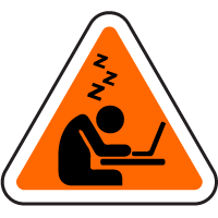 Image depicting person falling asleep in front of their computer to highlight how flipped learning for leadership development does have some risks, such as disengaging learners. 