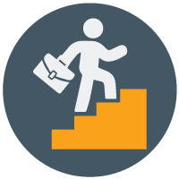 icon of a business leader climbing stairs to show this leadership shift to support remote work culture is about making sure your team feels supported in their development