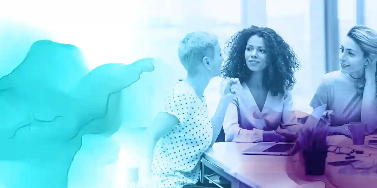 three women having a conversation