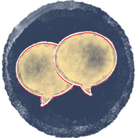 Chat bubbles to symbolize social workplace wellbeing 