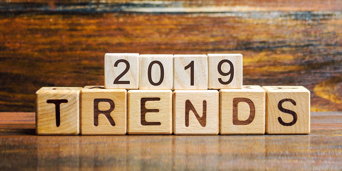 Stacked blocks with the words "2019 trends"
