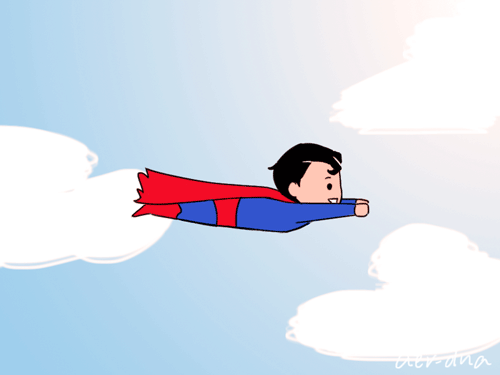 Superman flying through the sky