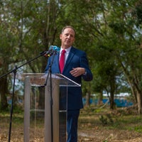 Mark Faulkner CEO of Baptist Health Care speaking at new health campus groundbreaking
