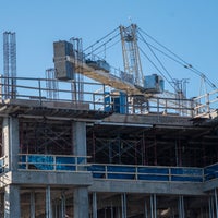 On top of the worksite with a crane