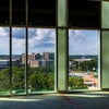 Interior of new hospital looking outward.