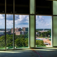Interior of new hospital looking outward.