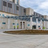 Exterior of new campus building overhead.