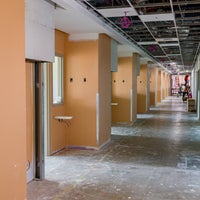 View of hallway of interior of new campus.