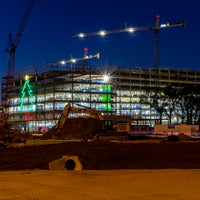 Christmas Tree lights on the building