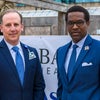 Mark Faulkner President and CEO, Baptist Health Care with guest at new Baptist Hospital campus.