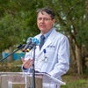 Dr. Glisson Chief Medical Officer of Baptist Hospital speaking at new health campus groundbreaking event.