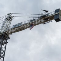 Crane with American Flag