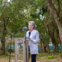 Cynde Gamache Chief Nursing Officer speaking at new health campus groundbreaking event.