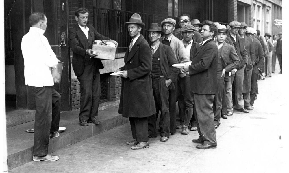 A bread line from the Great Depression, when Gross Domestic Product (GDP) was created.jpg