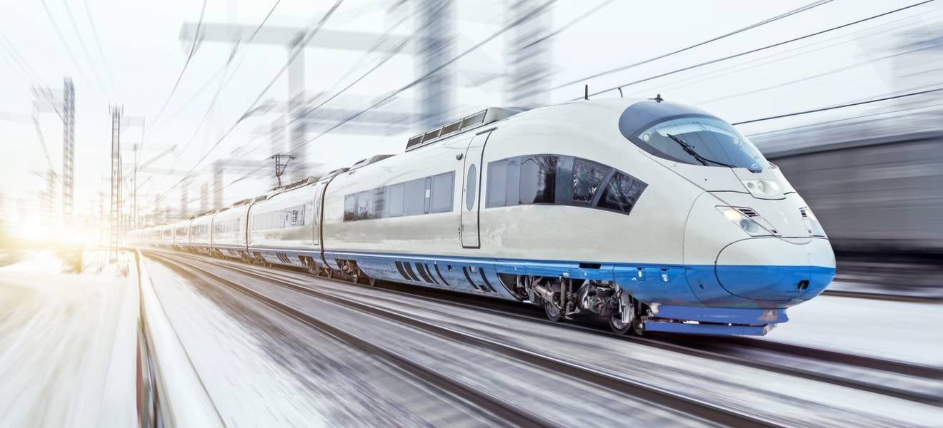 Train going really fast high-speed rail economic growth