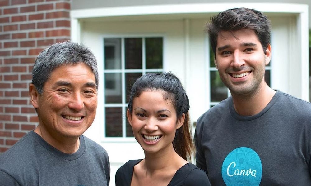 Guy Kawasaki with Canva co-founders Melanie Perkins (CEO) and Cliff Obrecht (COO).jpg