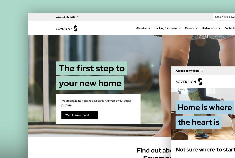 Sovereign Housing home page