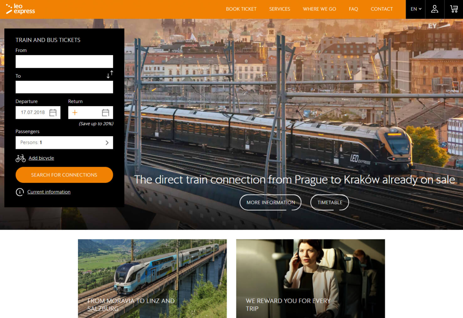 Leo Express homepage